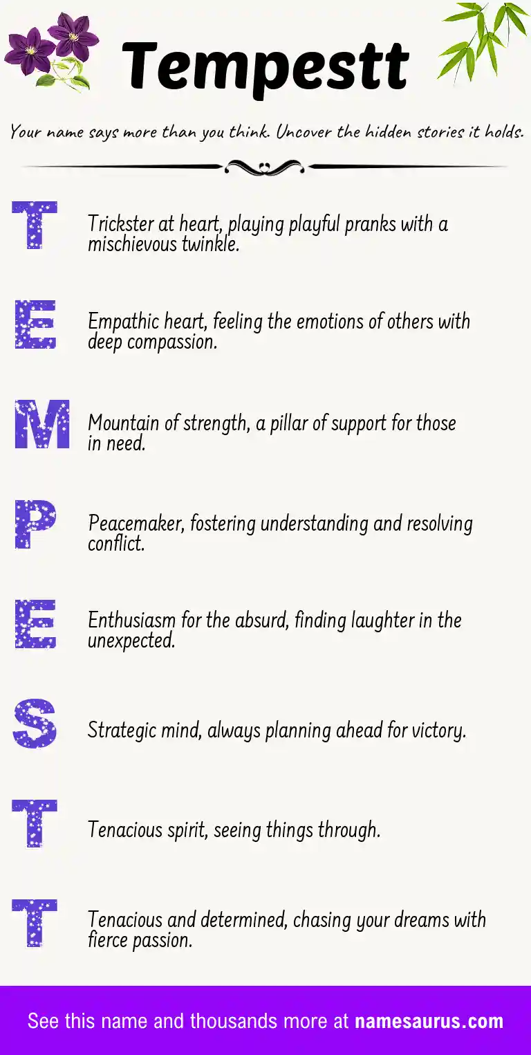 Acrostic poem about Tempestt.