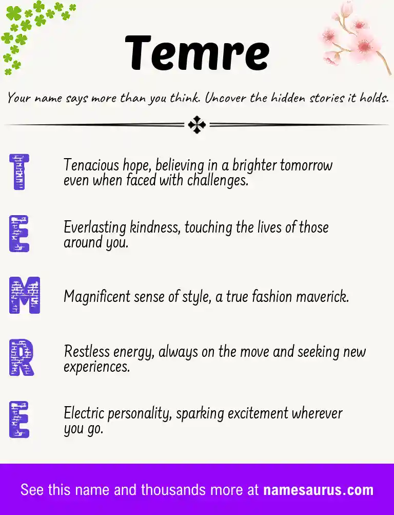 Acrostic poem about Temre.
