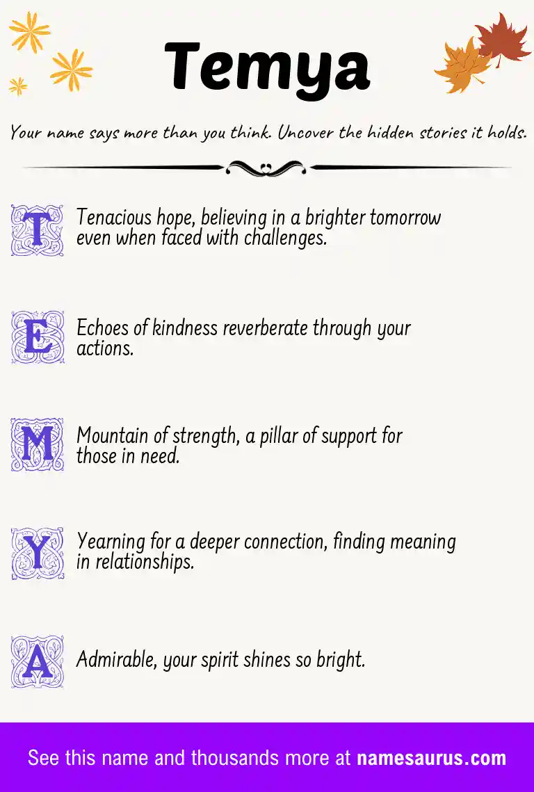 Acrostic poem about Temya.