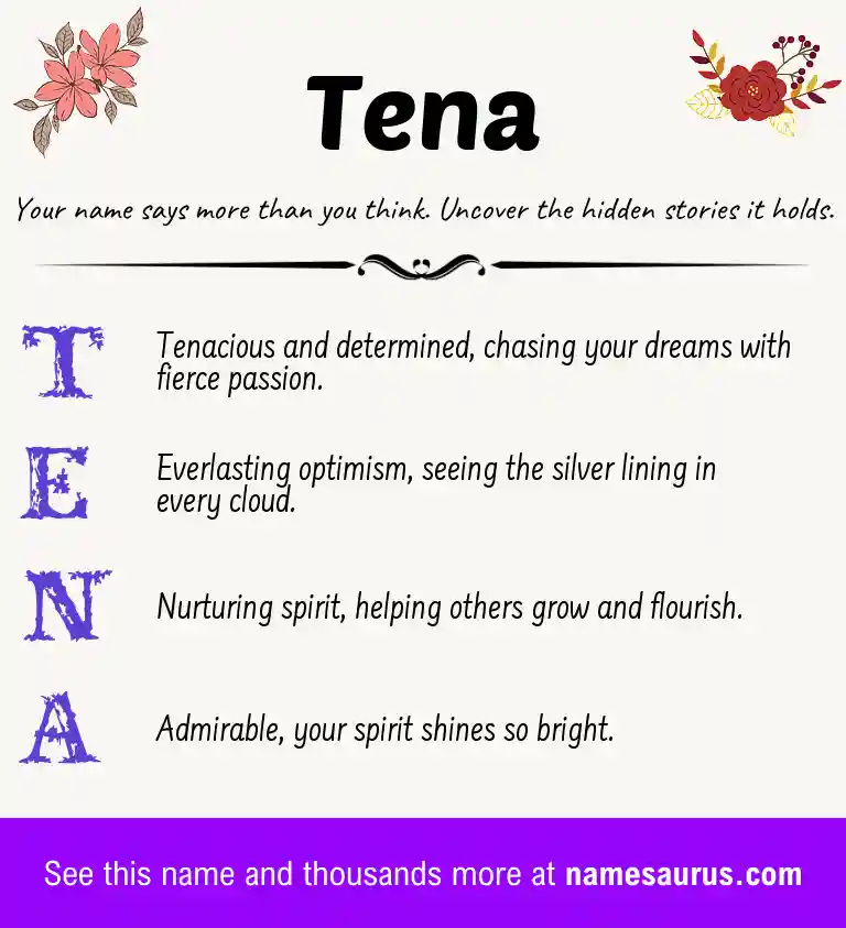 Acrostic poem about Tena.