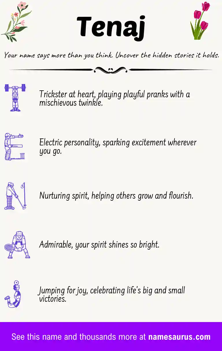 Acrostic poem about Tenaj.