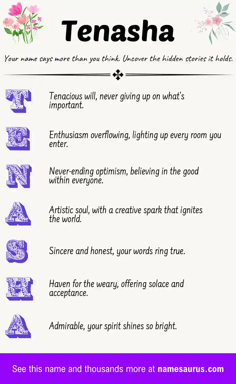 Acrostic poem about Tenasha.
