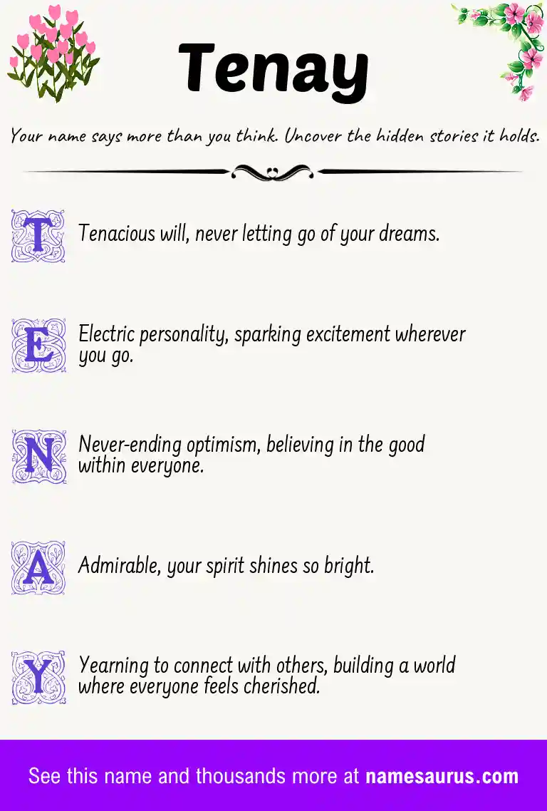 Acrostic poem about Tenay.