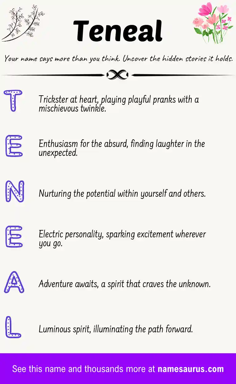 Acrostic poem about Teneal.