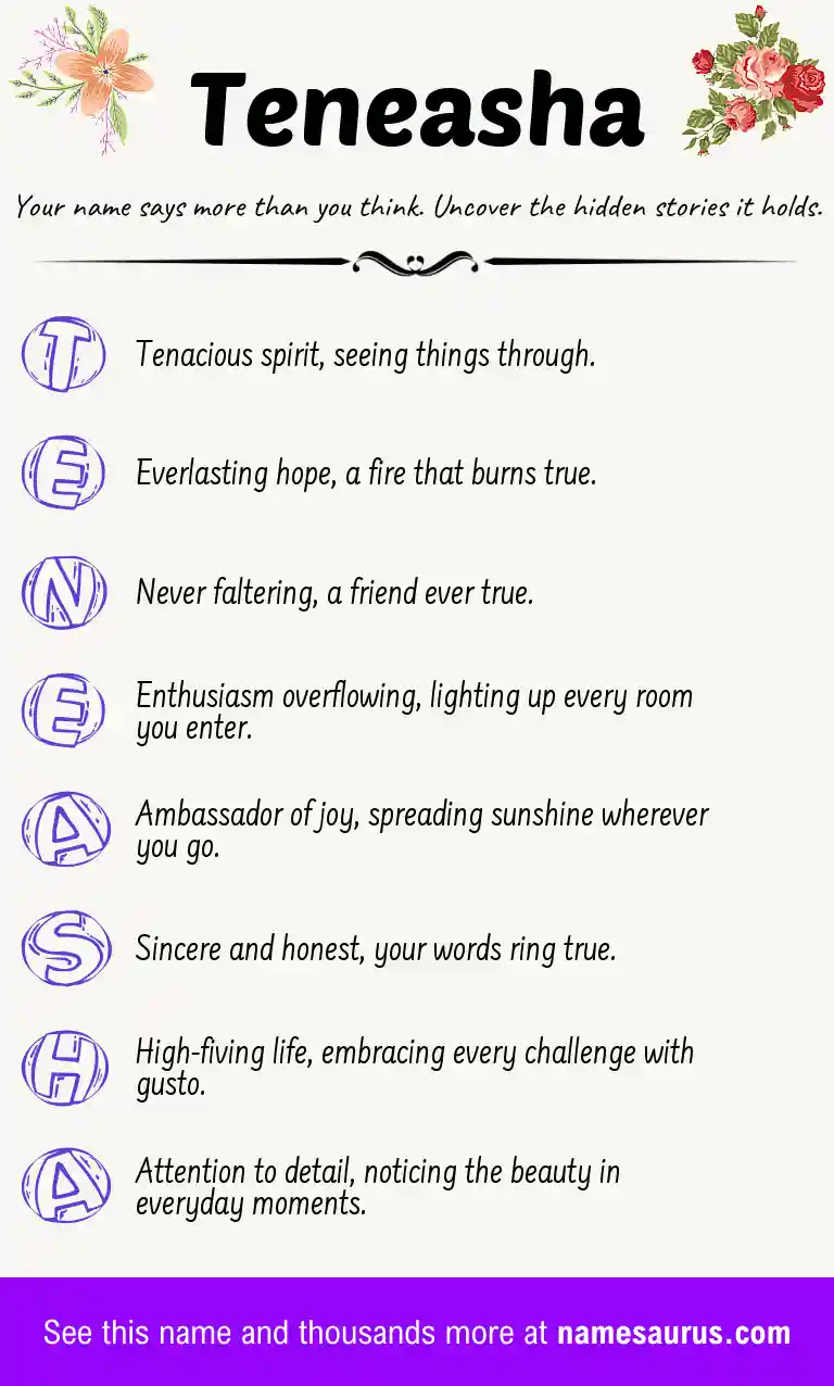 Acrostic poem about Teneasha.