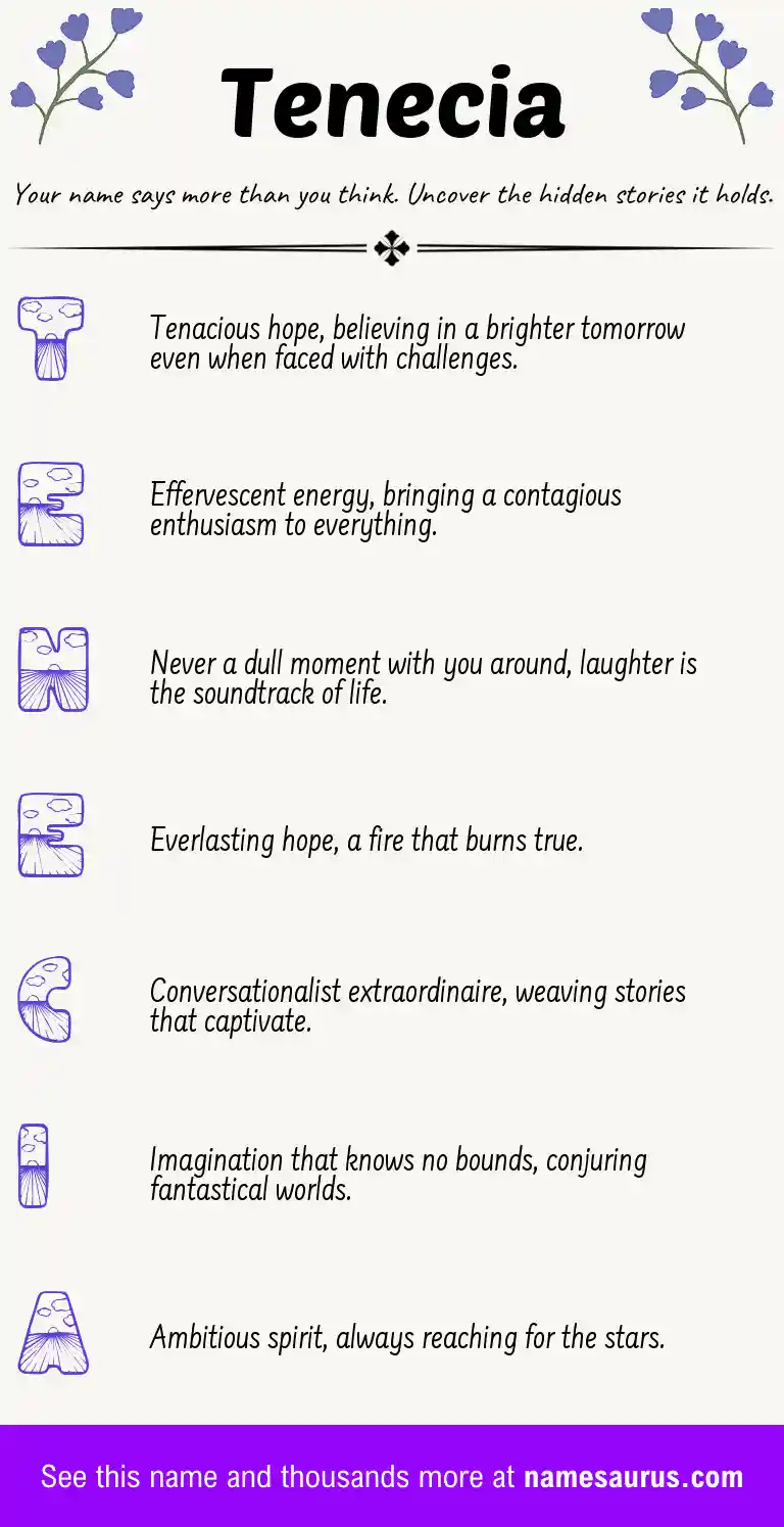 Acrostic poem about Tenecia.