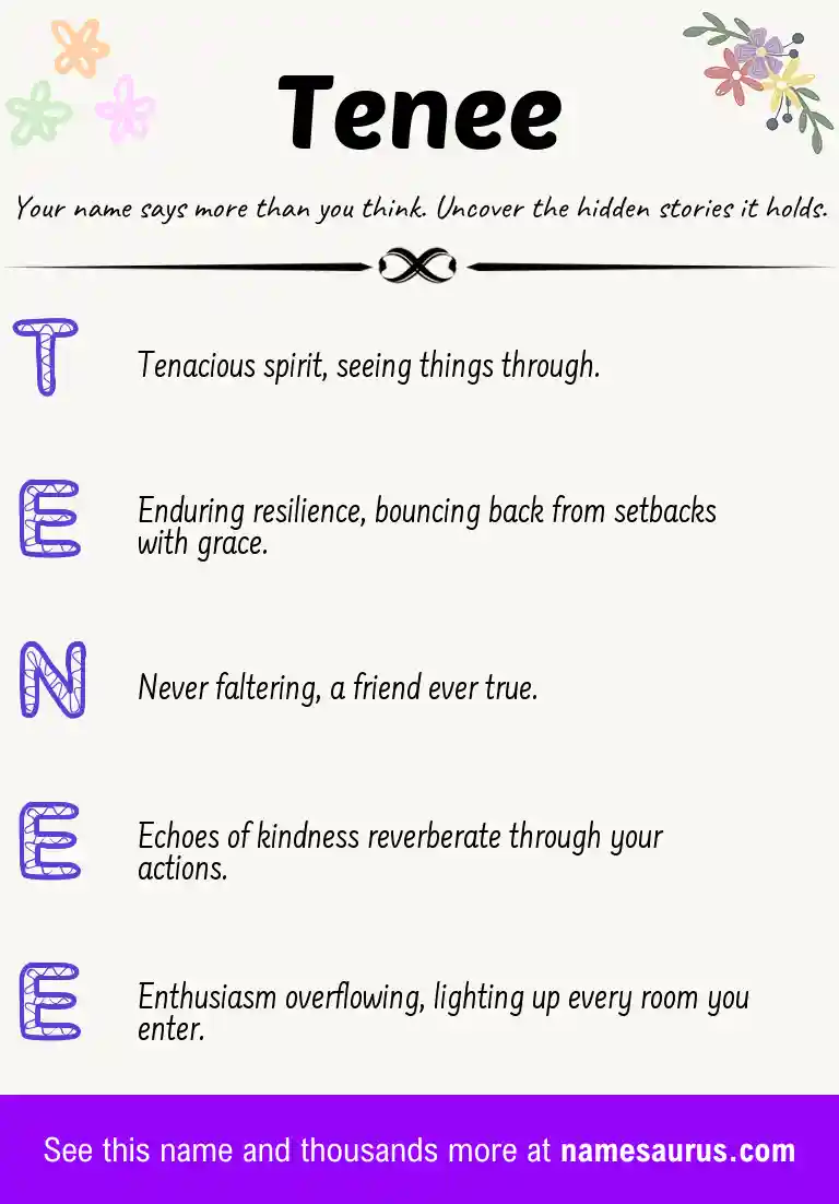 Acrostic poem about Tenee.