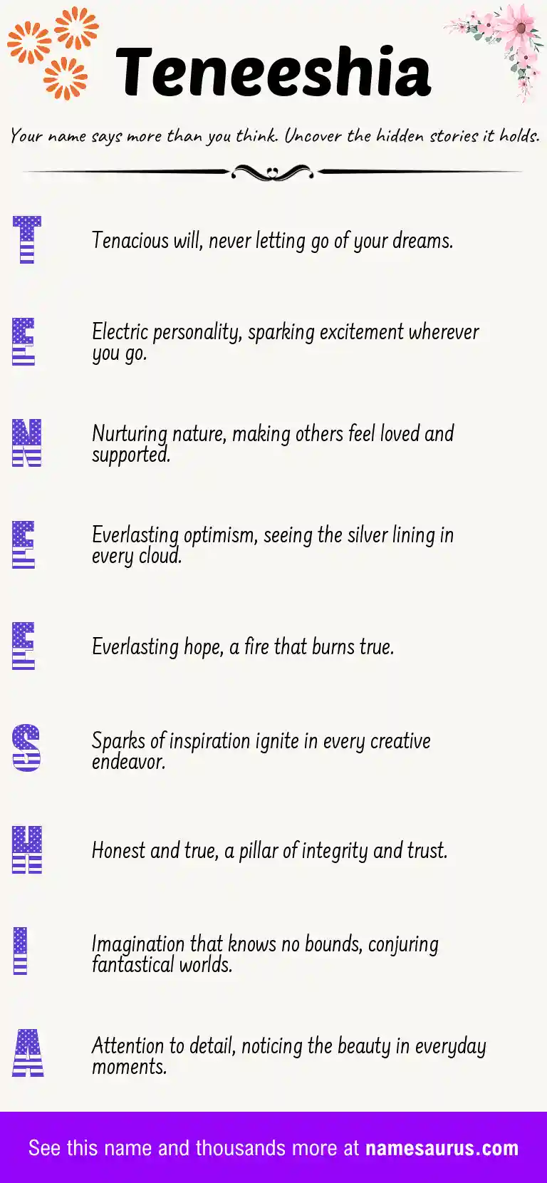Acrostic poem about Teneeshia.