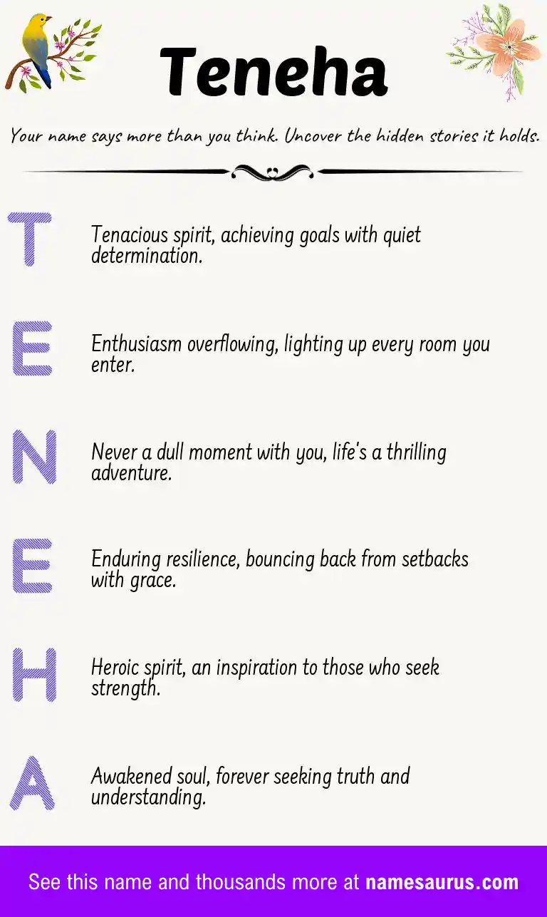 Acrostic poem about Teneha.