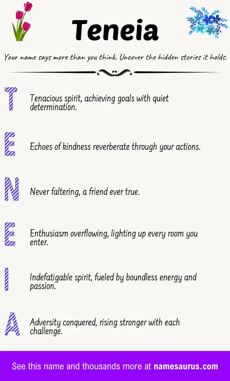 Acrostic poem about Teneia.
