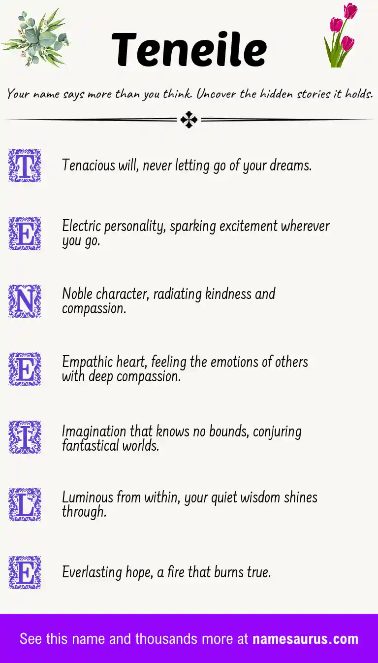 Acrostic poem about Teneile.