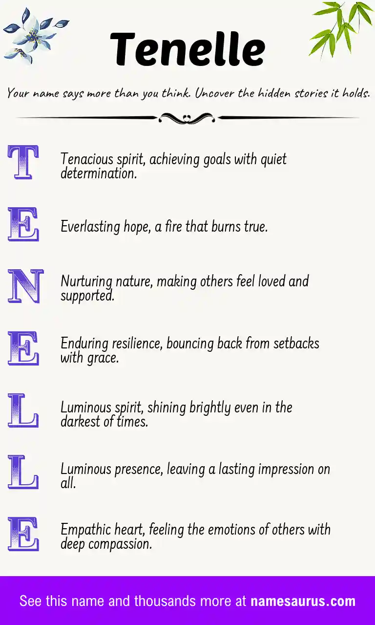 Acrostic poem about Tenelle.