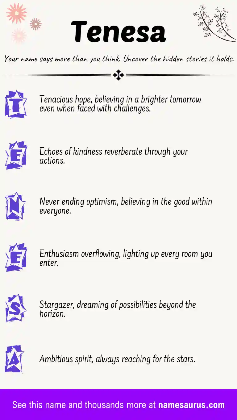 Acrostic poem about Tenesa.