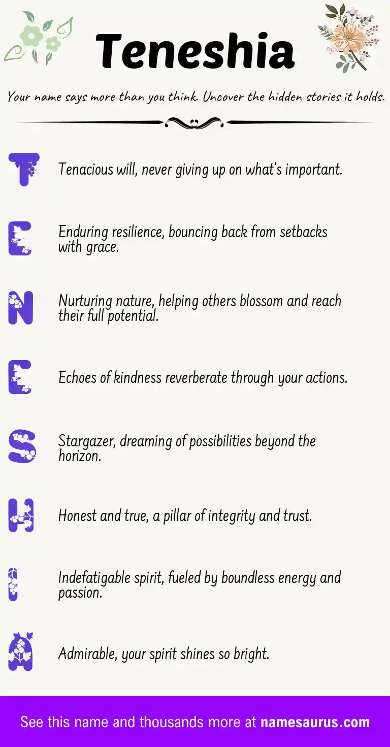 Acrostic poem about Teneshia.
