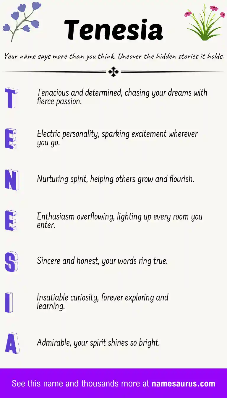 Acrostic poem about Tenesia.