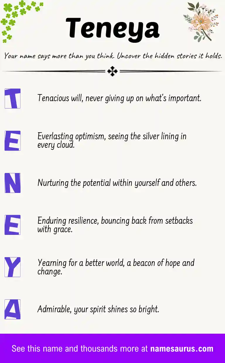 Acrostic poem about Teneya.
