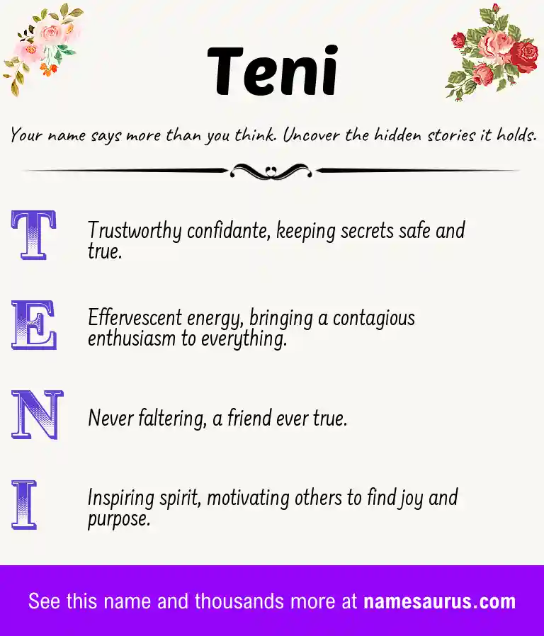 Acrostic poem about Teni.