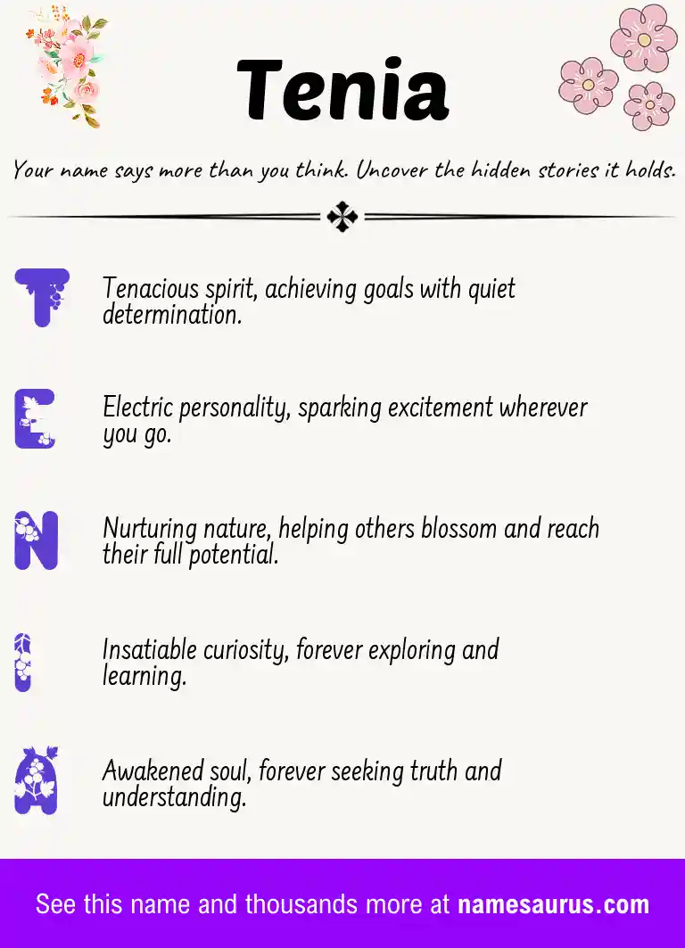 Acrostic poem about Tenia.