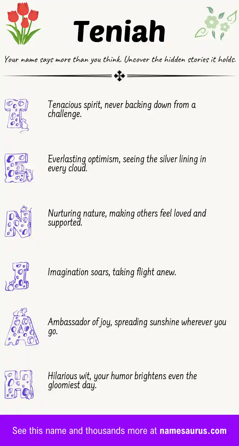 Acrostic poem about Teniah.