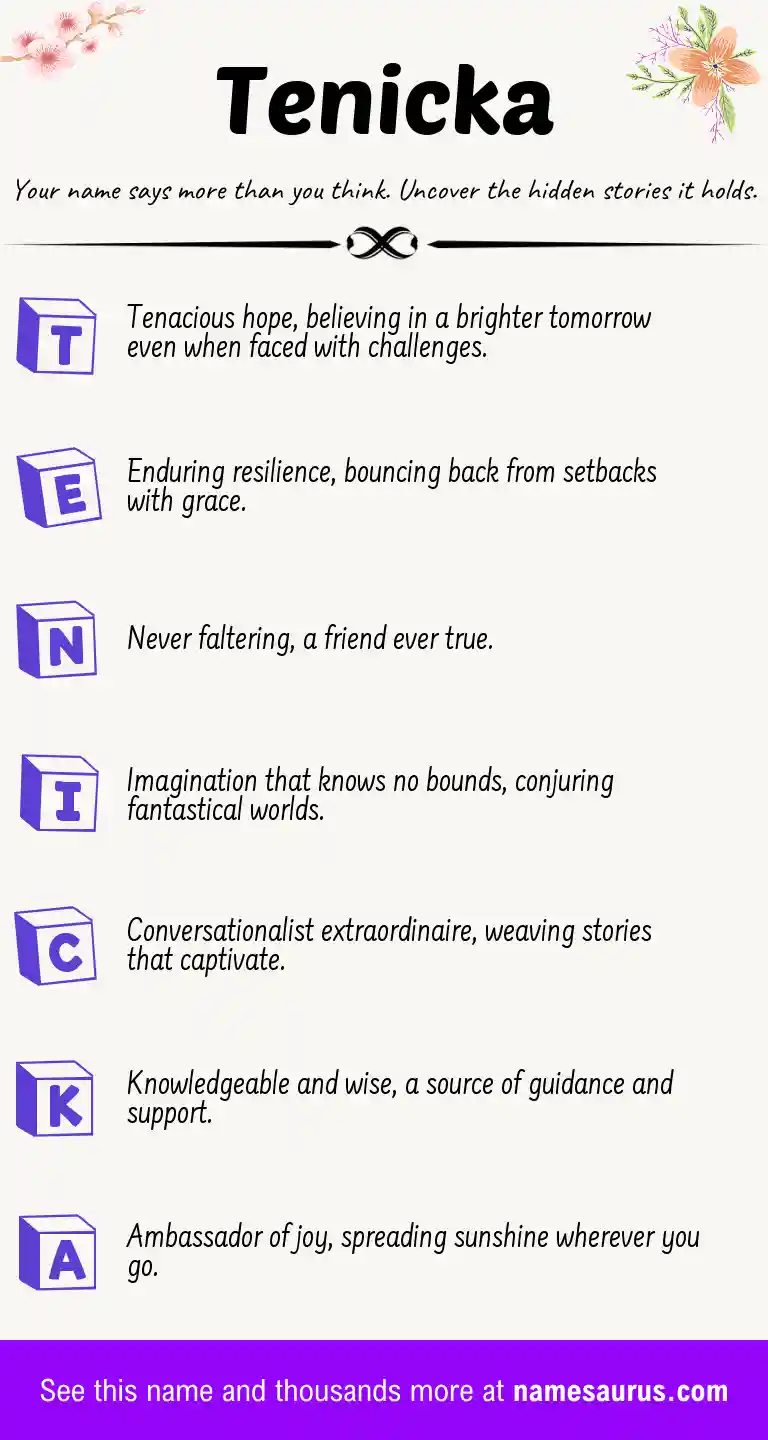 Acrostic poem about Tenicka.