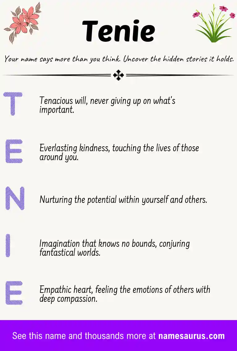 Acrostic poem about Tenie.