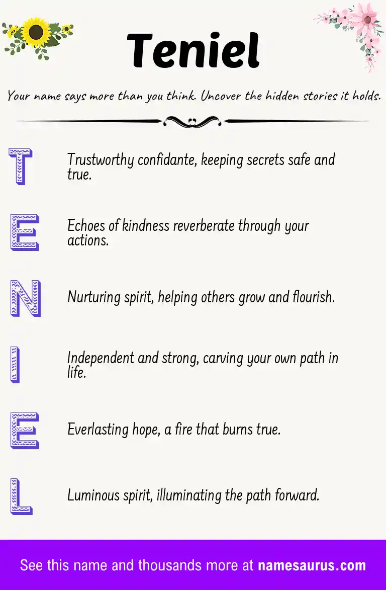 Acrostic poem about Teniel.