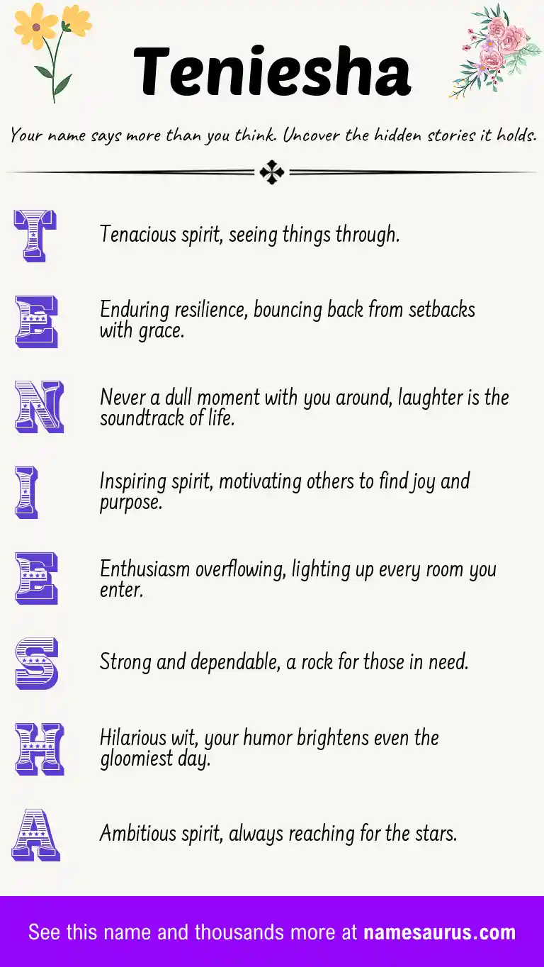 Acrostic poem about Teniesha.