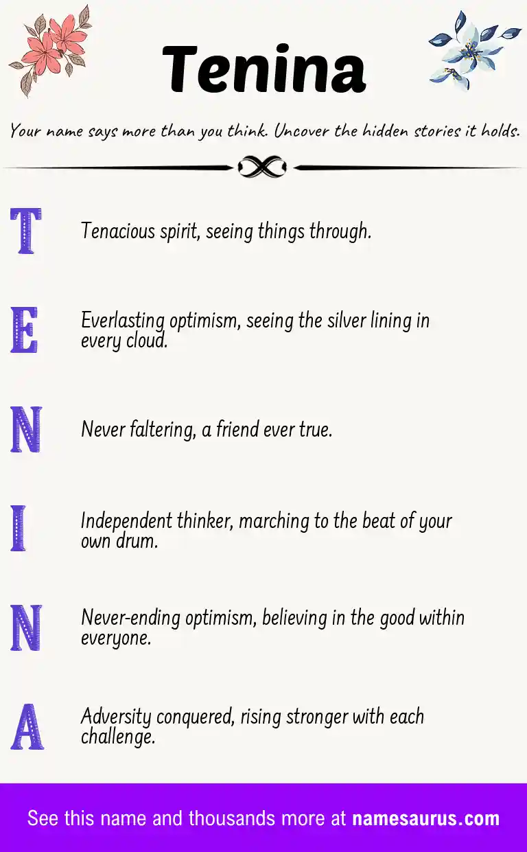 Acrostic poem about Tenina.