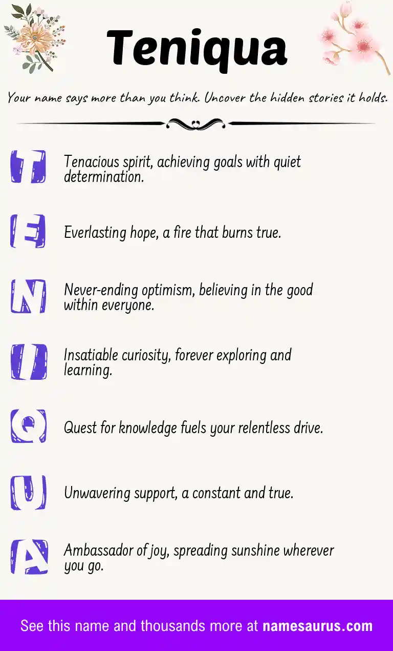 Acrostic poem about Teniqua.