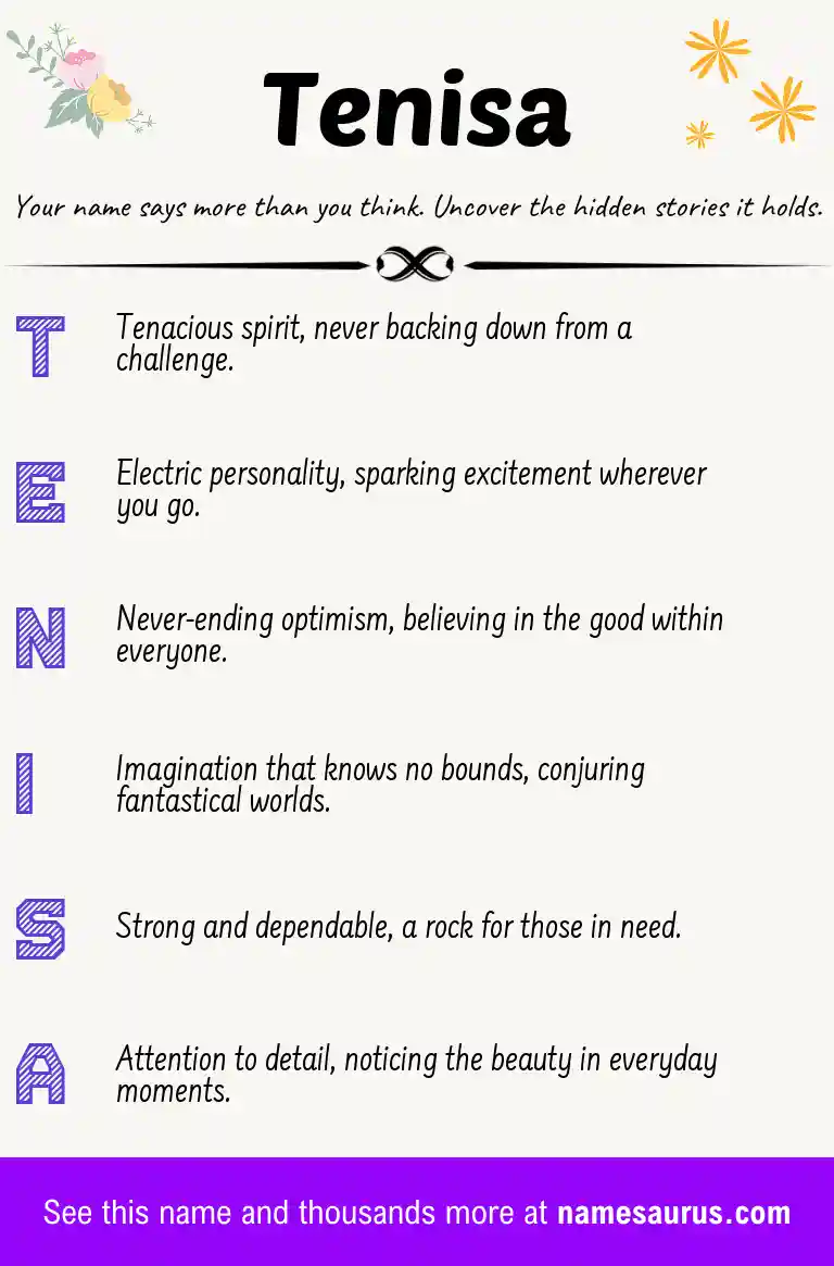 Acrostic poem about Tenisa.
