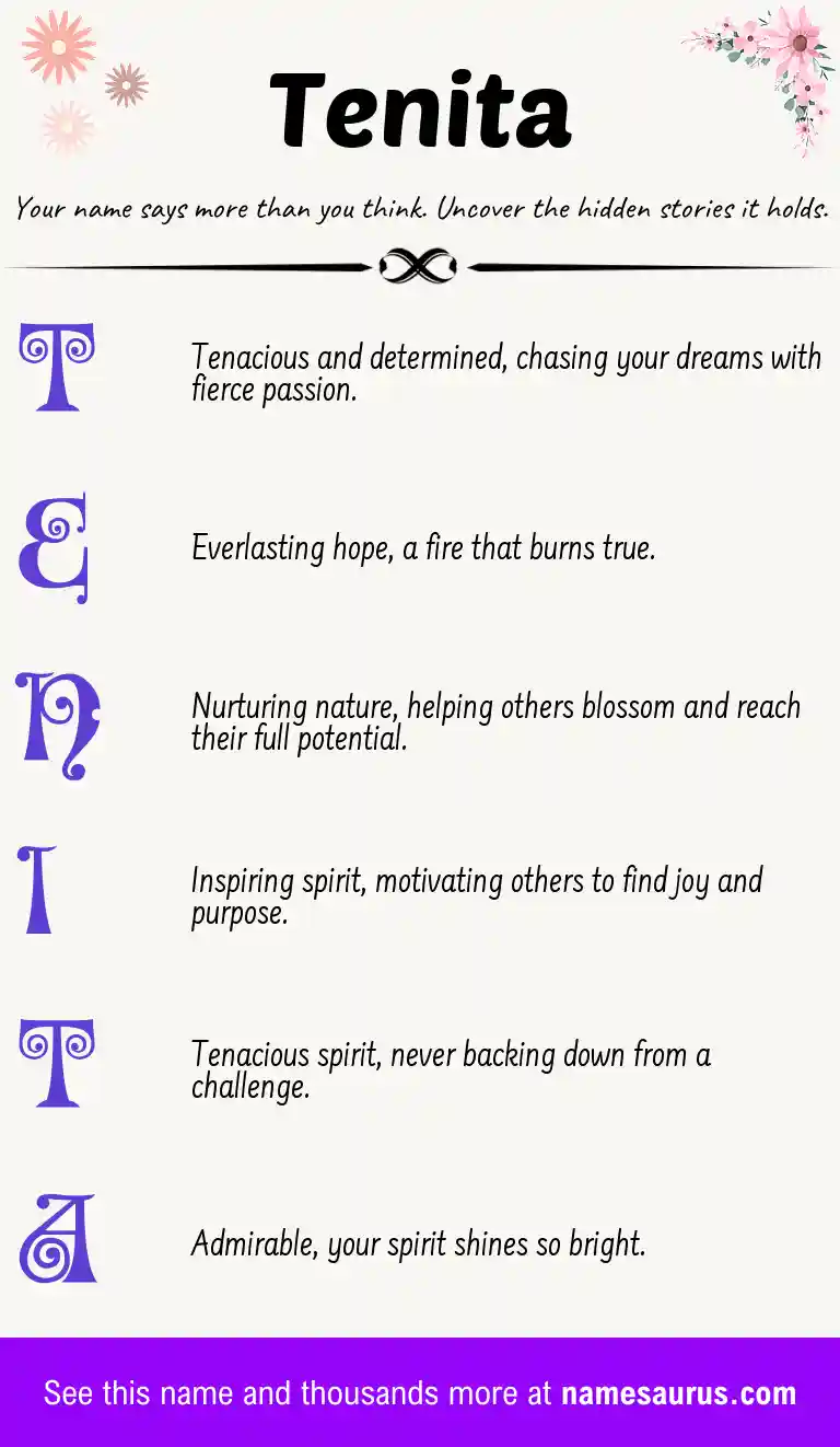 Acrostic poem about Tenita.