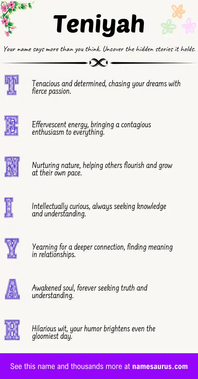 Acrostic poem about Teniyah.