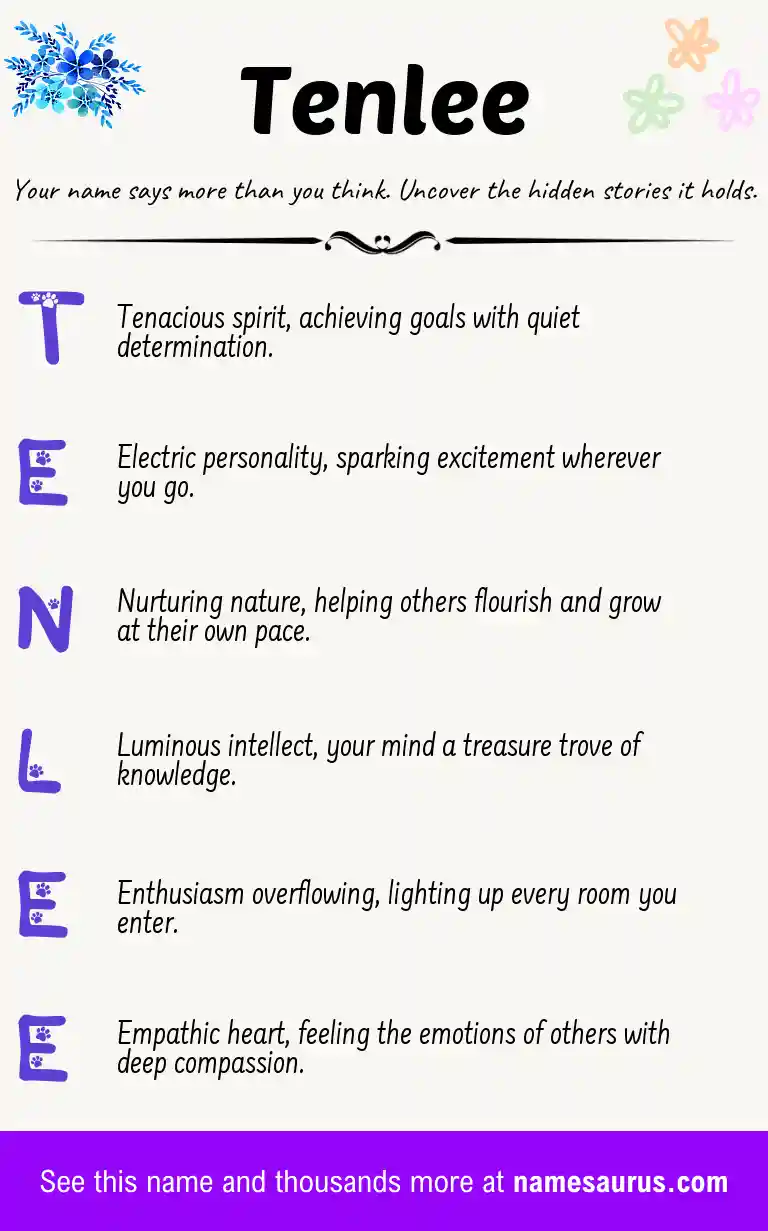 Acrostic poem about Tenlee.