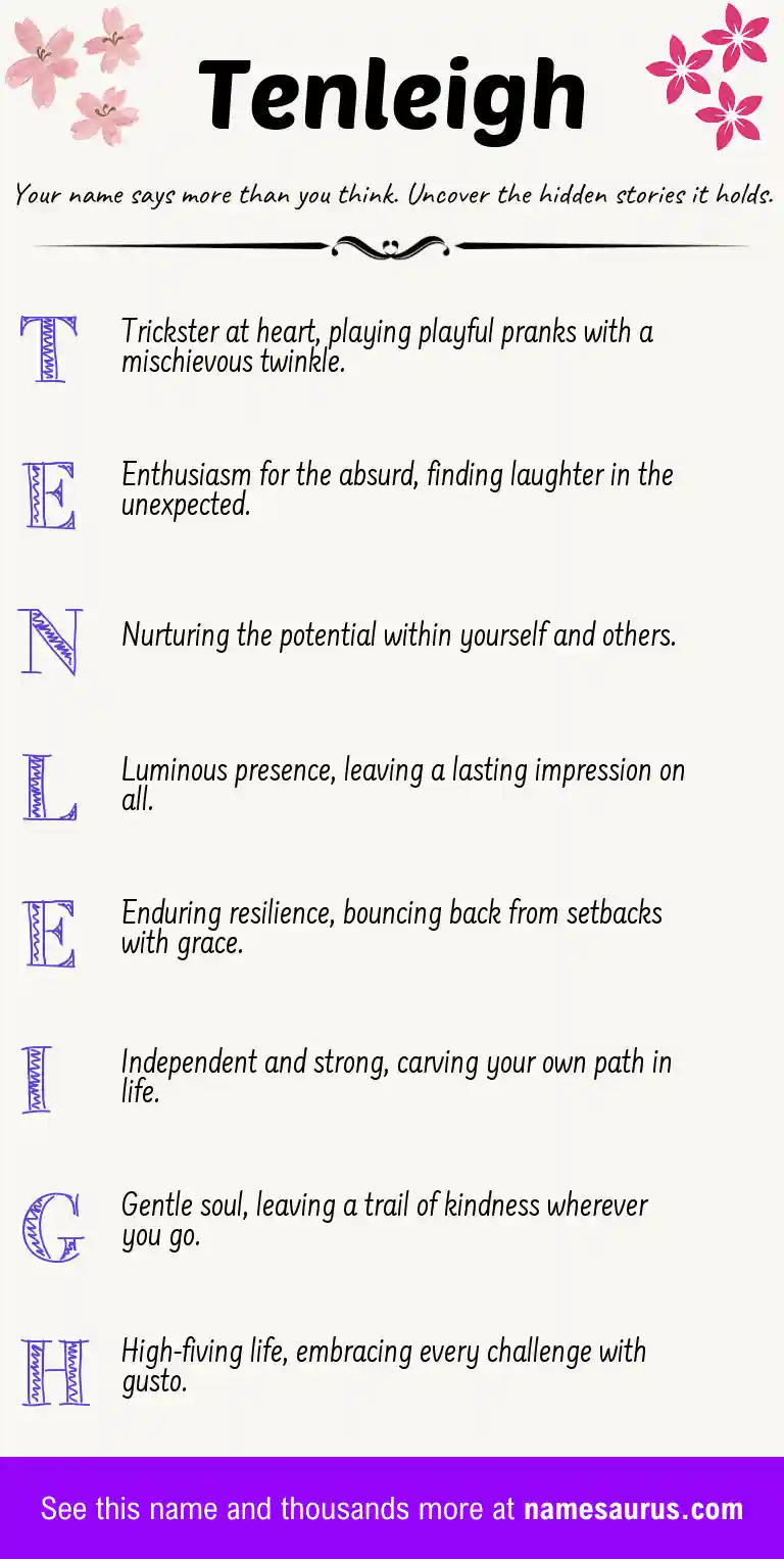 Acrostic poem about Tenleigh.