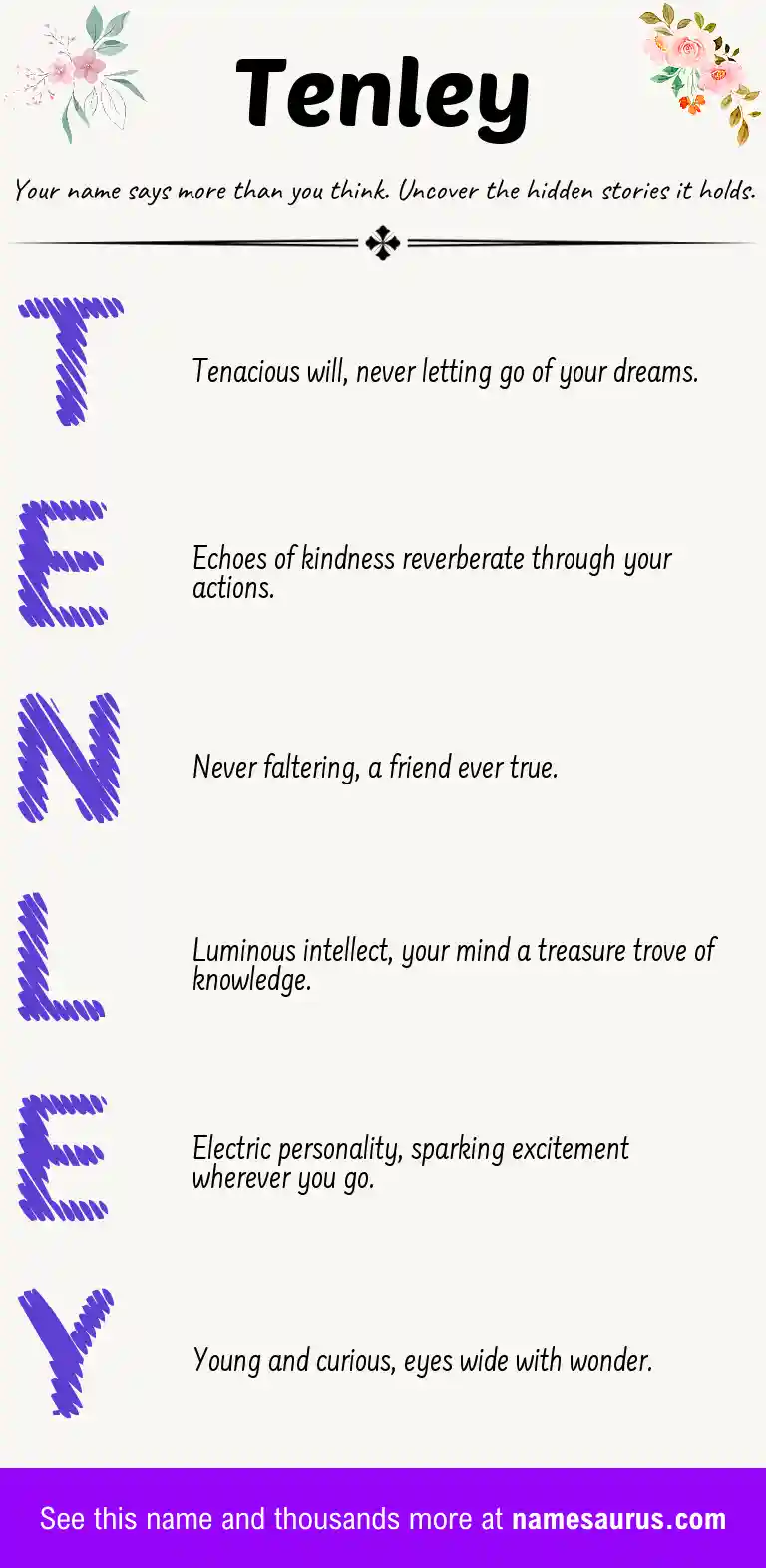 Acrostic poem about Tenley.