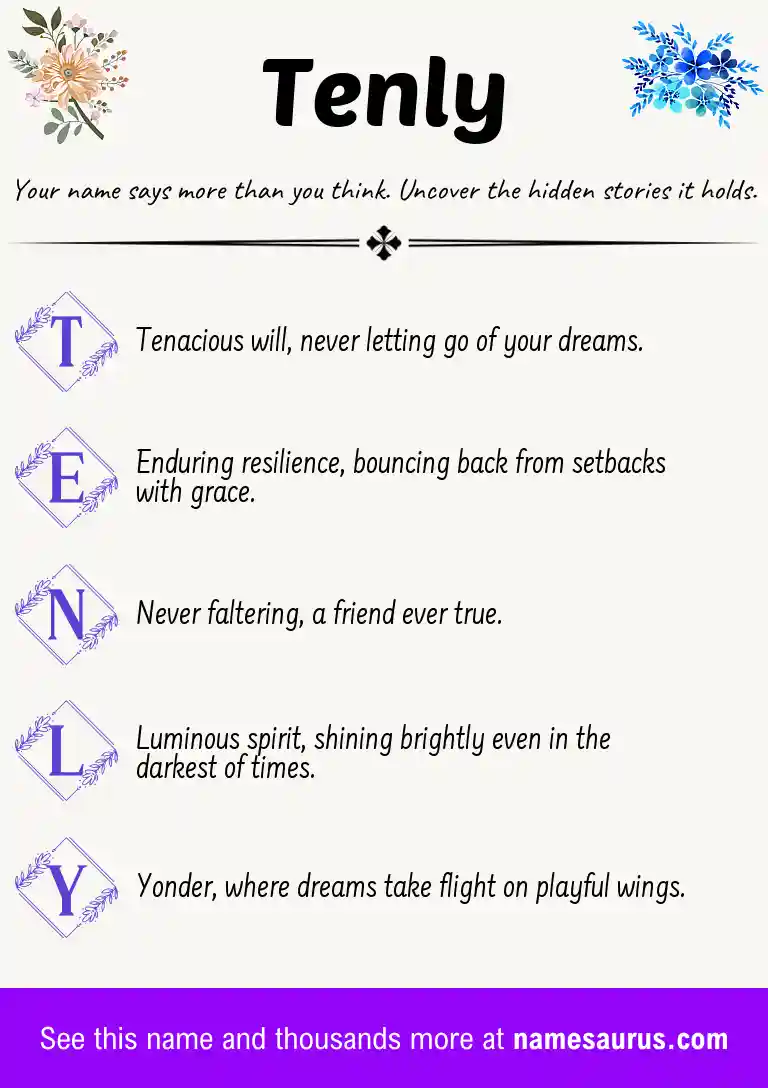 Acrostic poem about Tenly.