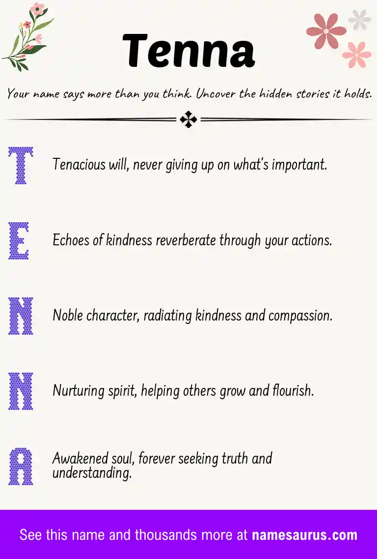 Acrostic poem about Tenna.