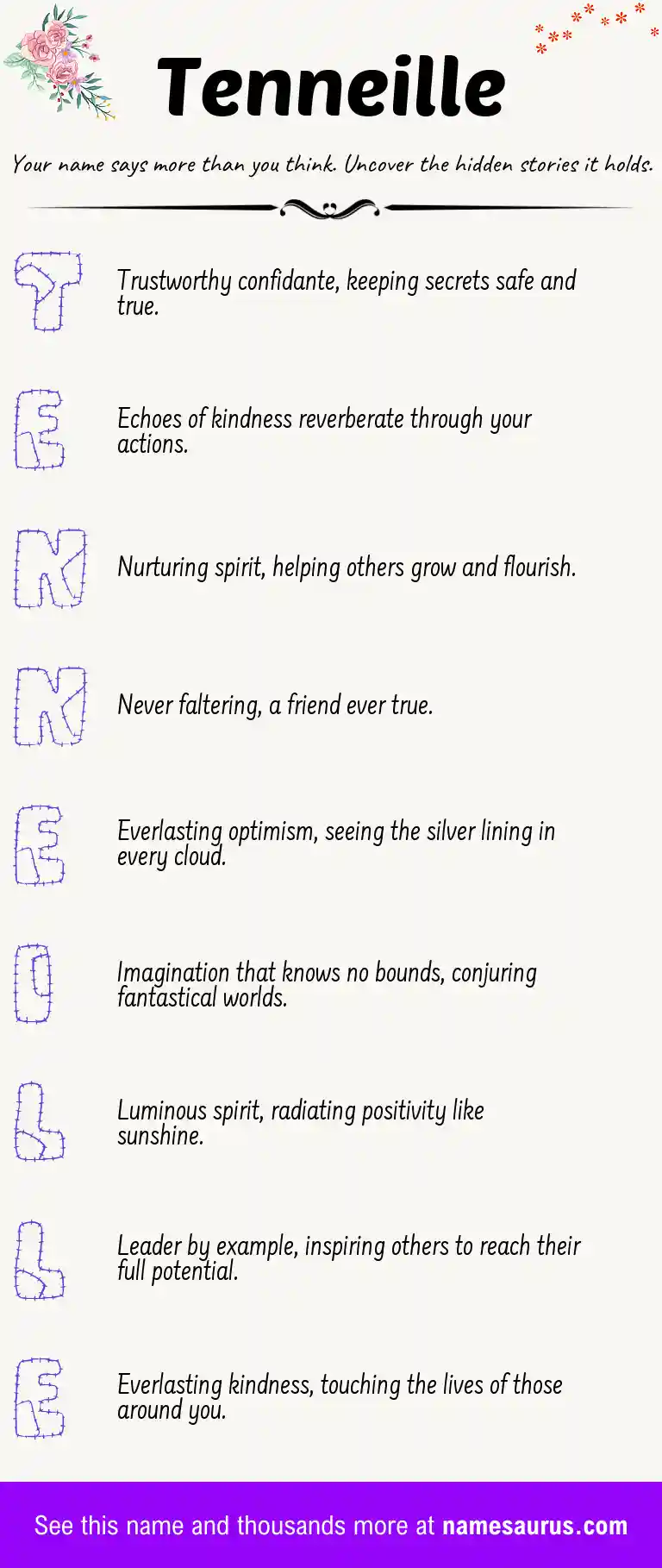 Acrostic poem about Tenneille.