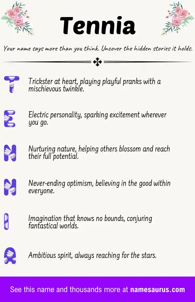 Acrostic poem about Tennia.