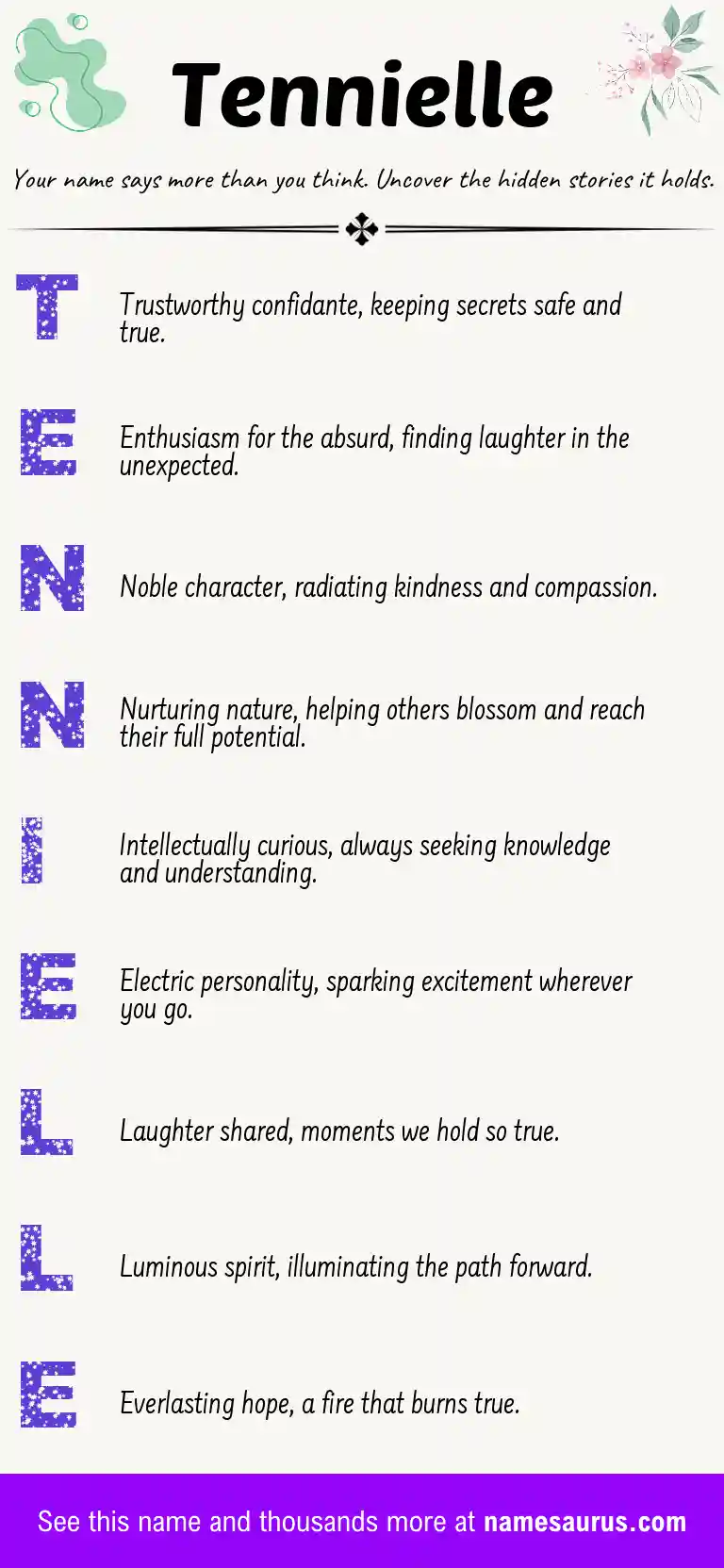 Acrostic poem about Tennielle.
