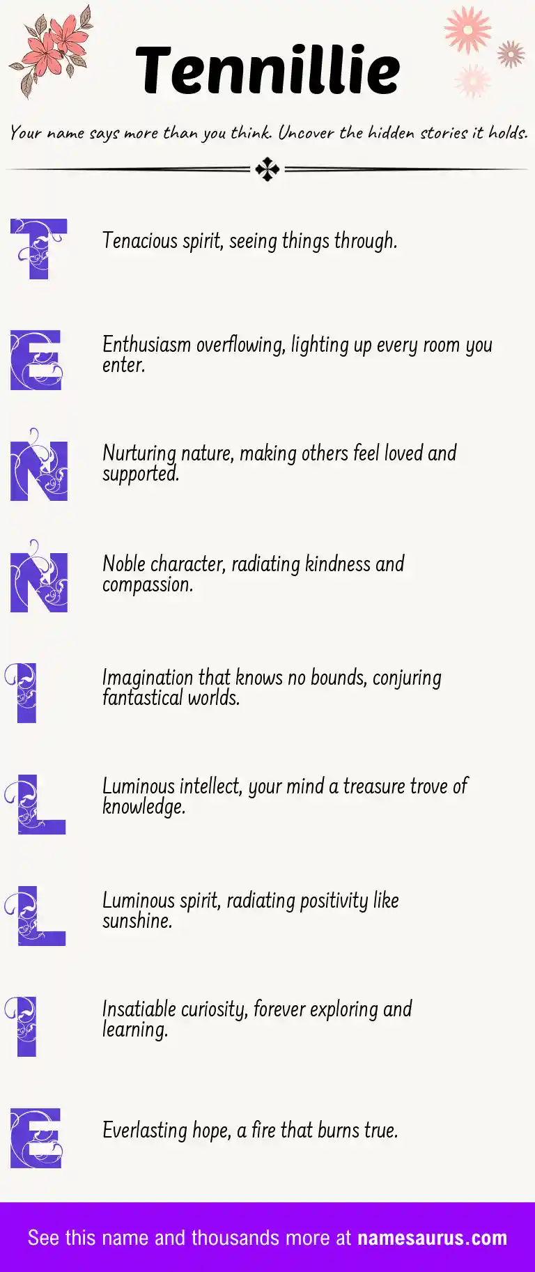 Acrostic poem about Tennillie.