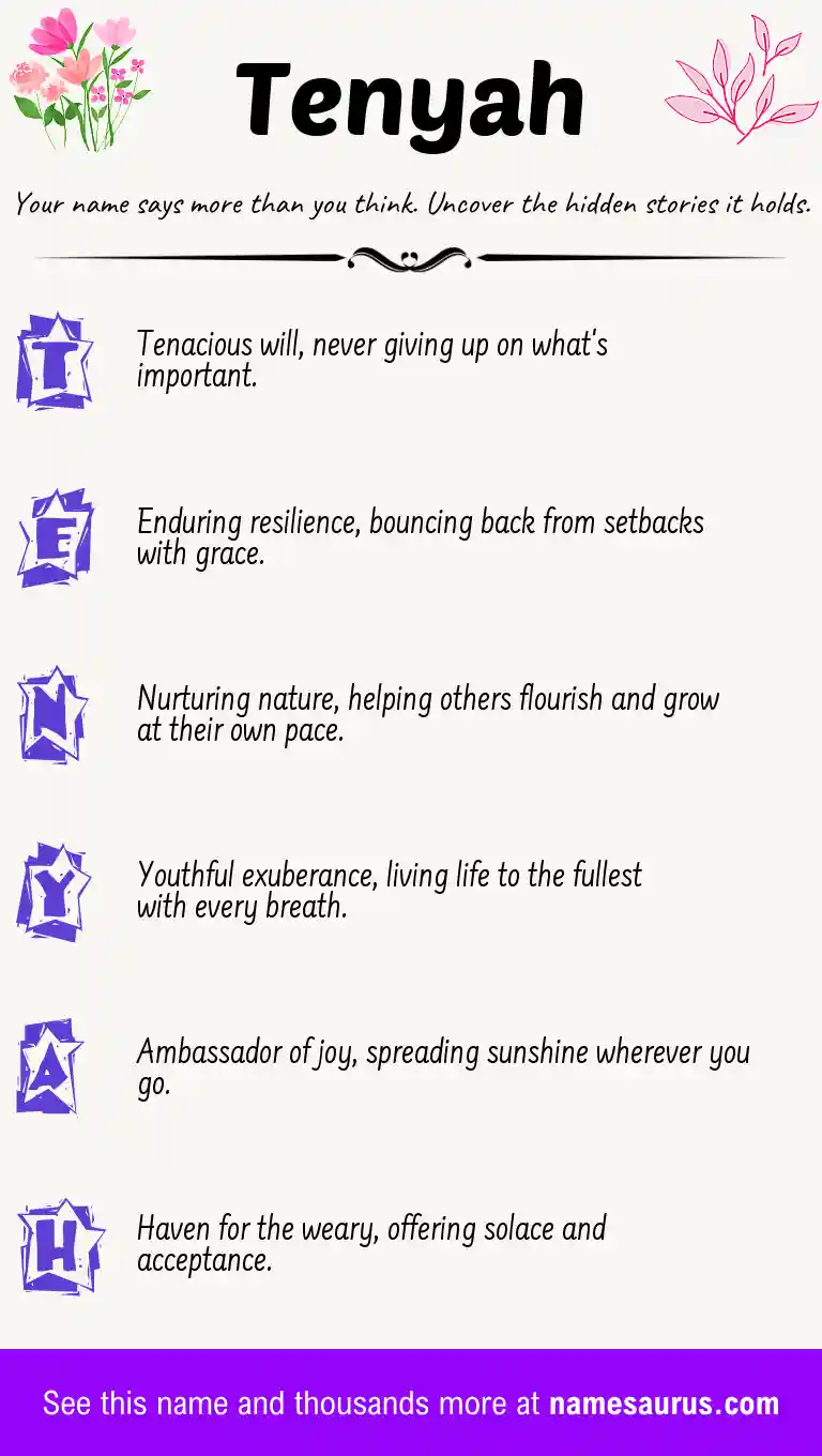 Acrostic poem about Tenyah.
