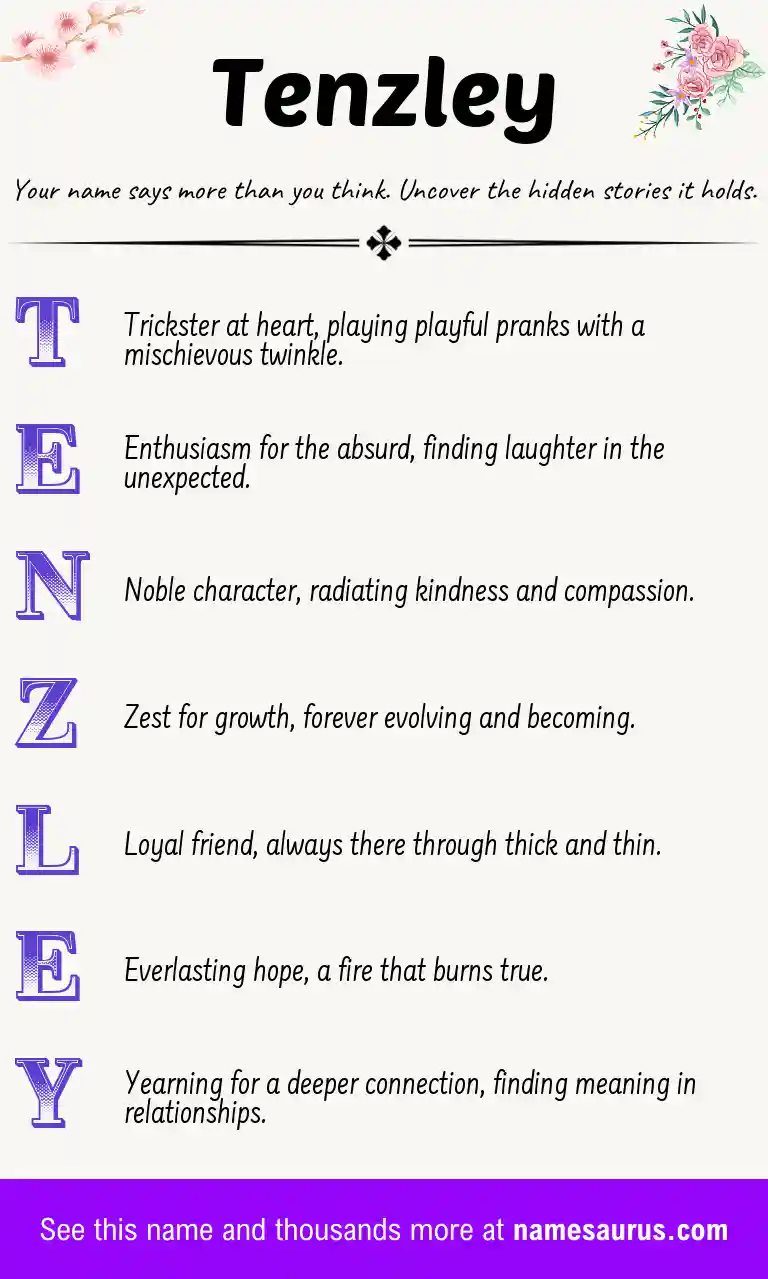 Acrostic poem about Tenzley.
