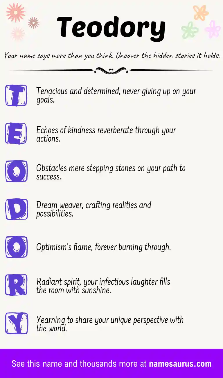 Acrostic poem about Teodory.