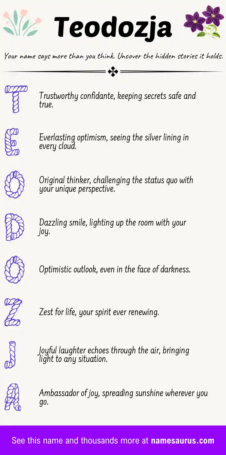 Acrostic poem about Teodozja.