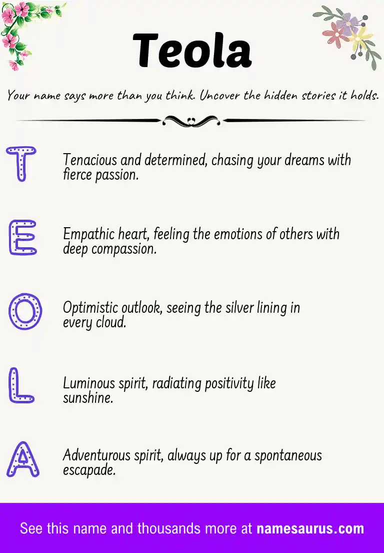 Acrostic poem about Teola.