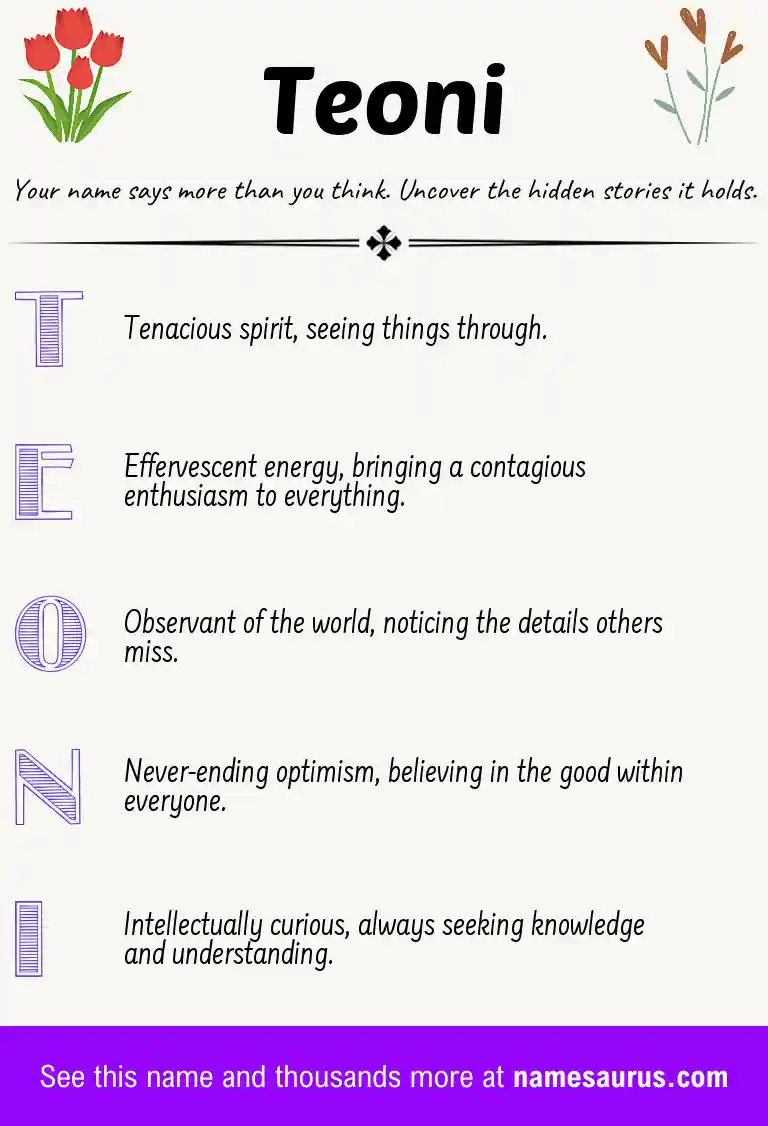 Acrostic poem about Teoni.