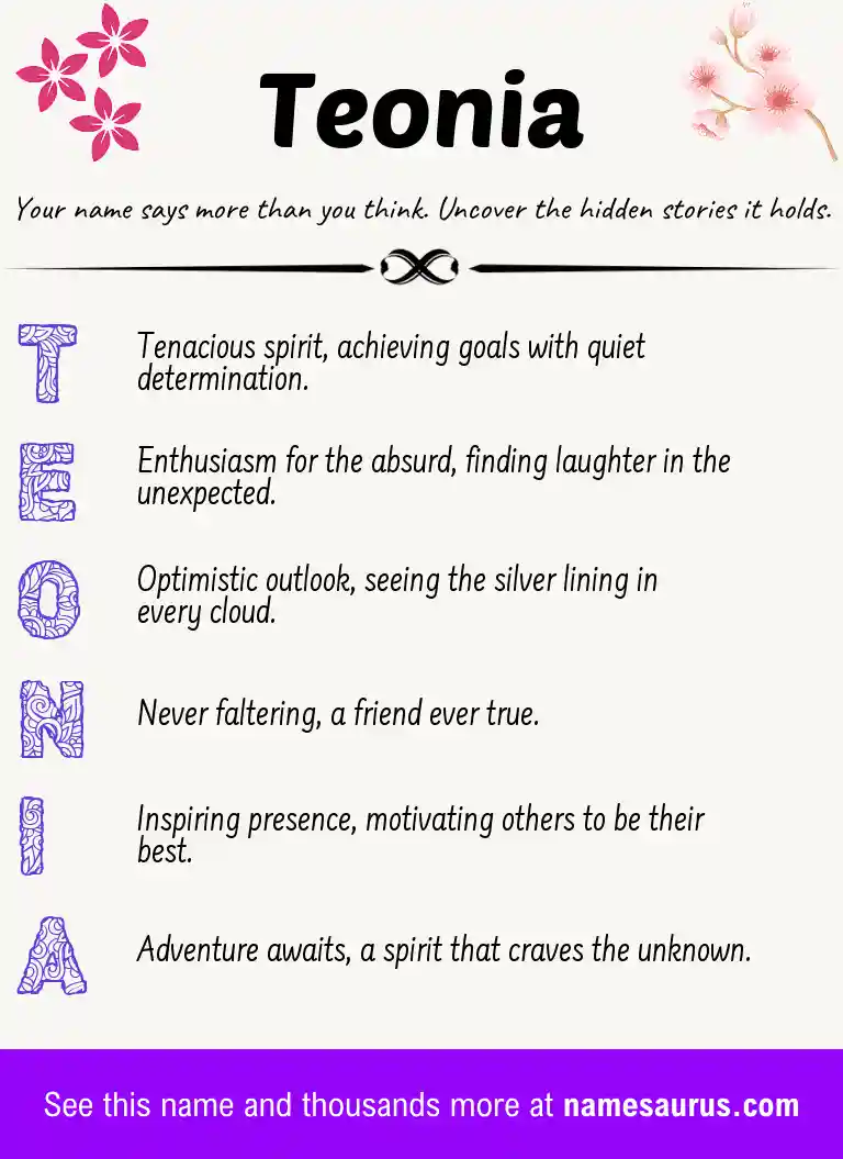 Acrostic poem about Teonia.