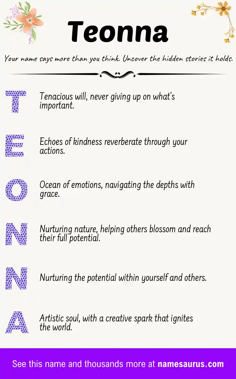 Acrostic poem about Teonna.