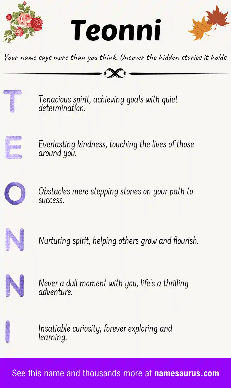 Acrostic poem about Teonni.